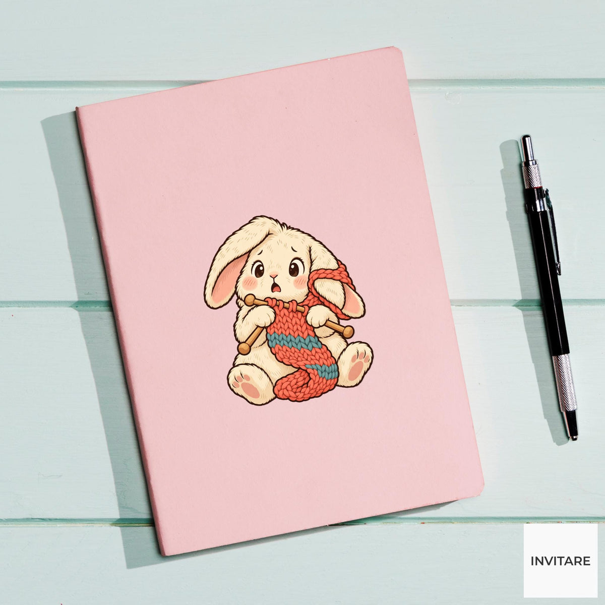 Rabbit Backwards Knitting Vinyl Sticker, Funny Craft Mishap, Cute Animal Decal, Maker Gift