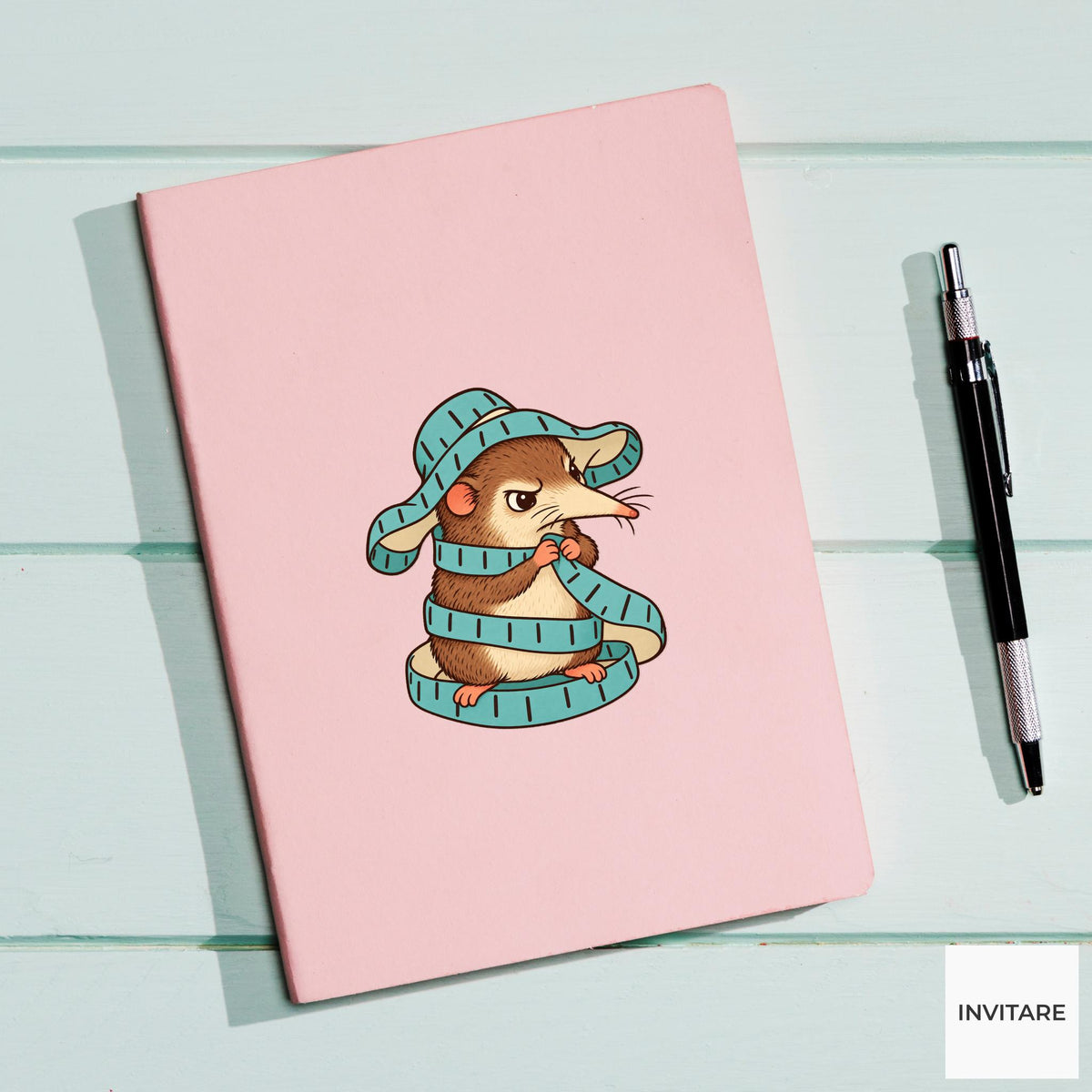 Shrew Measuring Tape Muddle Vinyl Sticker, Funny Craft Mishap, Cute Animal Decal, Maker Gift