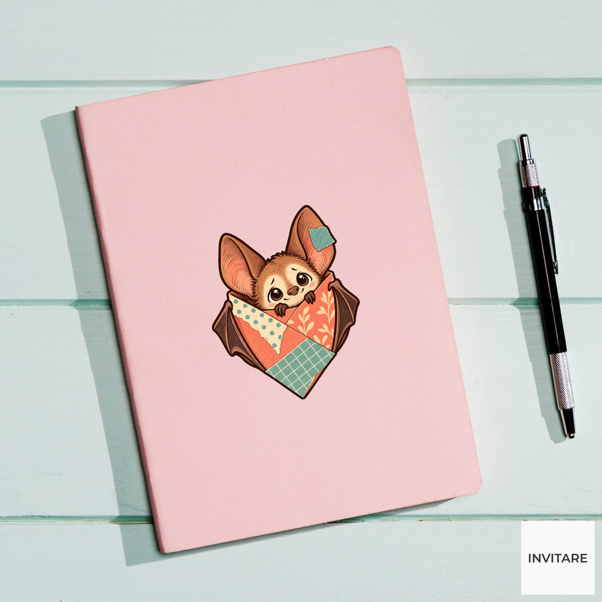 Baby Bat Scrapbook Pocket Vinyl Sticker, Funny Craft Mishap, Cute Animal Decal, Maker Gift