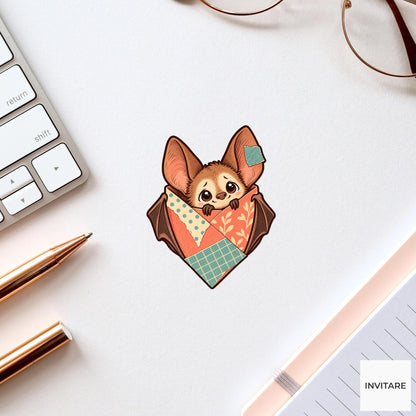 Baby Bat Scrapbook Pocket Vinyl Sticker, Funny Craft Mishap, Cute Animal Decal, Maker Gift