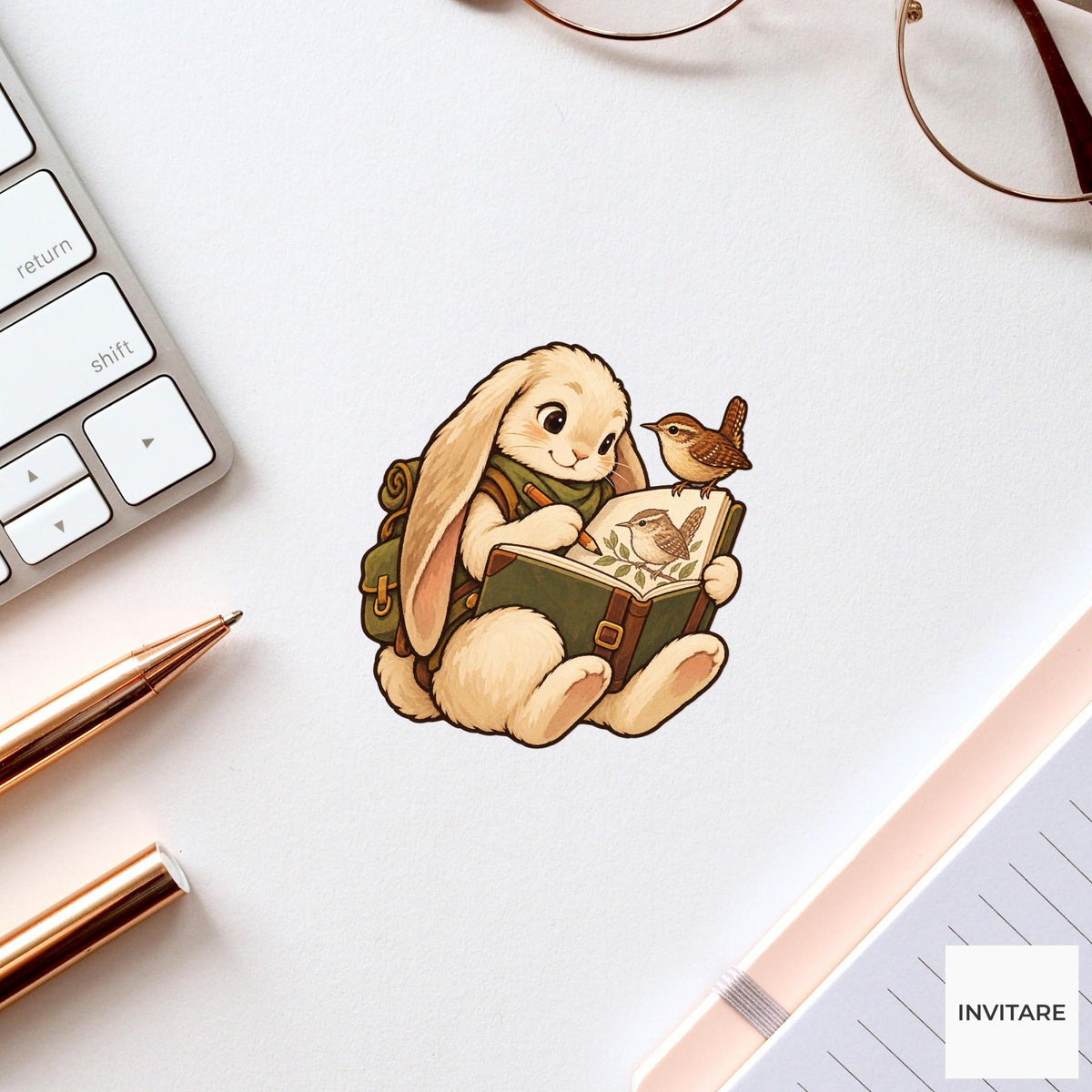Rabbit Wren Field Notes Vinyl Sticker, Birdwatching Animal Decal, Birder Gift