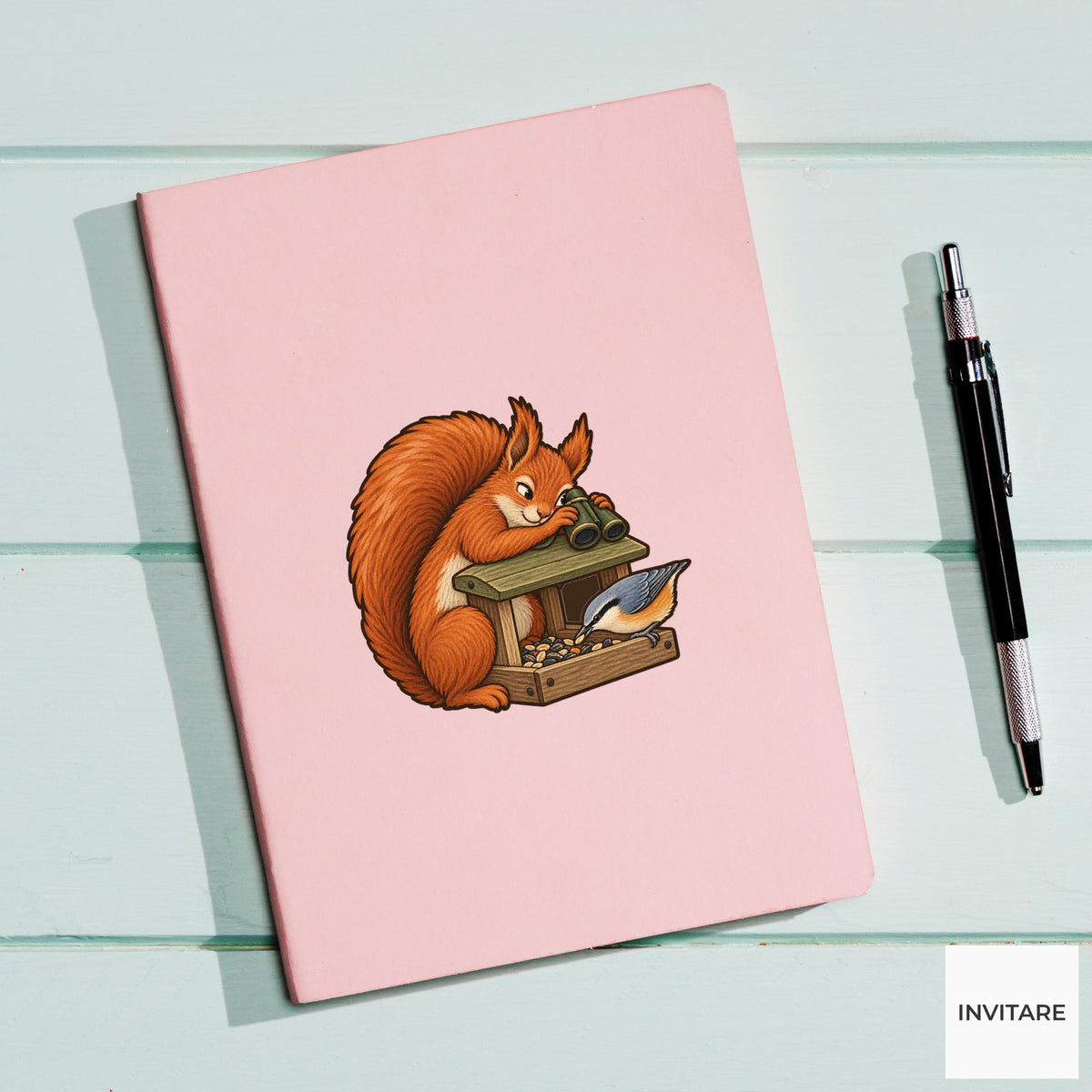 Squirrel Feeder Stakeout Vinyl Sticker, Birdwatching Animal Decal, Birder Gift