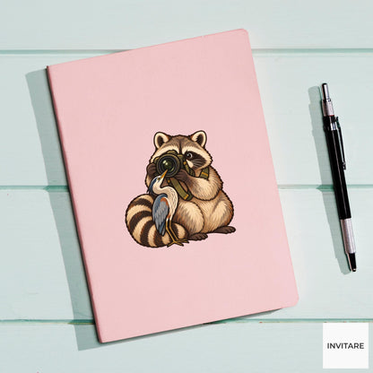 Raccoon Heron Camera Vinyl Sticker, Birdwatching Animal Decal, Birder Gift