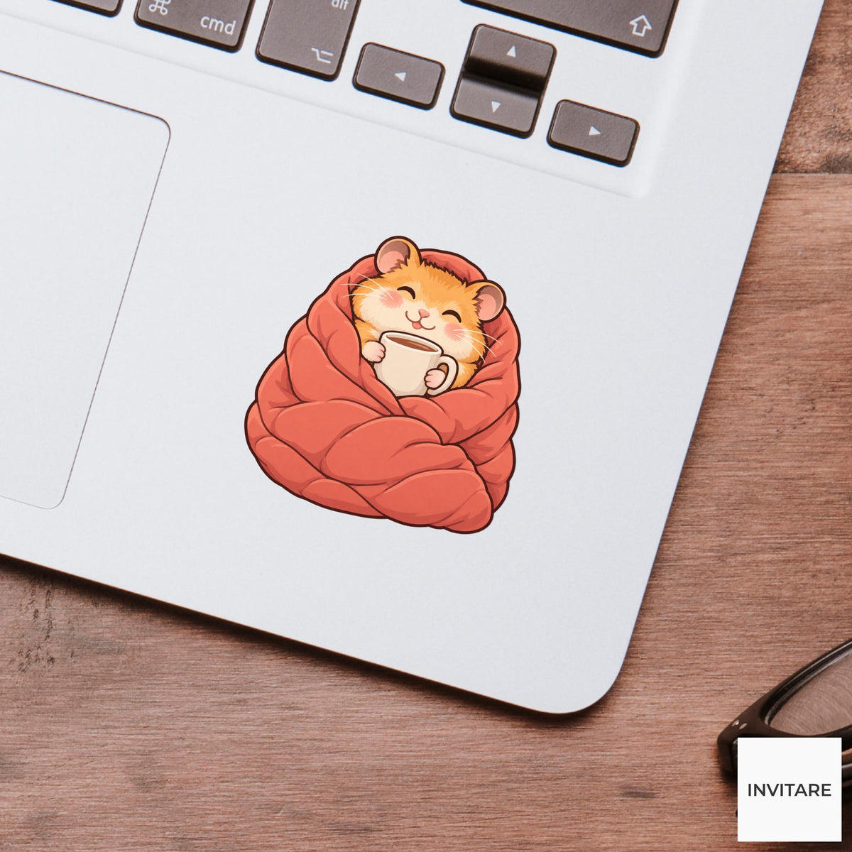 Hamster Blanket Burrito Vinyl Sticker, Cozy Homebody Animal Decal, Introvert Gift