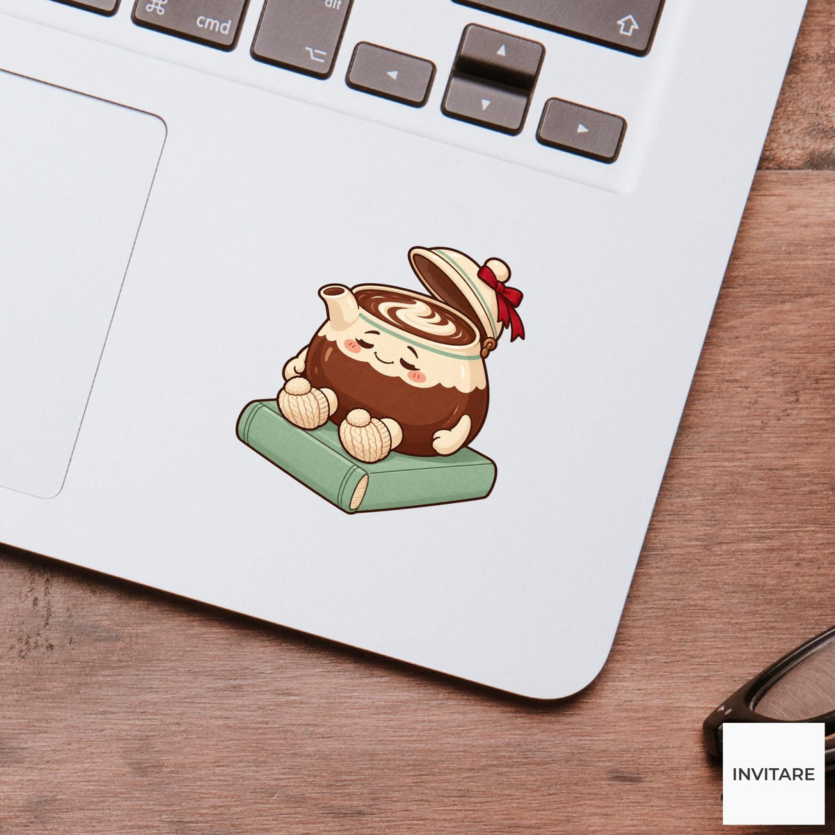 Cocoa Pot Feet Up Vinyl Sticker, Cozy Christmas After Work Break