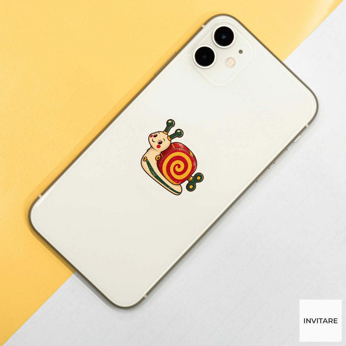 Wind Up Snail Vinyl Sticker, Whimsical Christmas Tin Toy