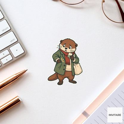 Otter Ticket-Pocket Search Sticker, Rail Commute Animal, Laptop Journal Planner Gift