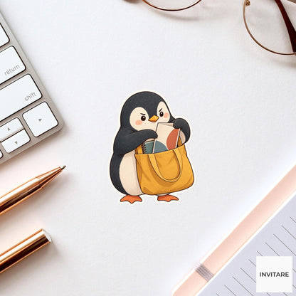 Penguin Gallery Tote Sticker, Museum Weekend Animal, Laptop Journal Planner Gift