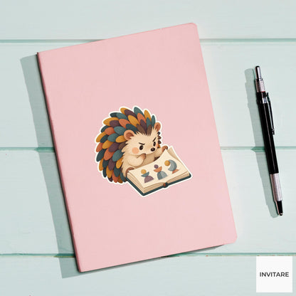 Hedgehog Sketchbook Page Turn Sticker, Museum Weekend Animal, Laptop Journal Planner Gift