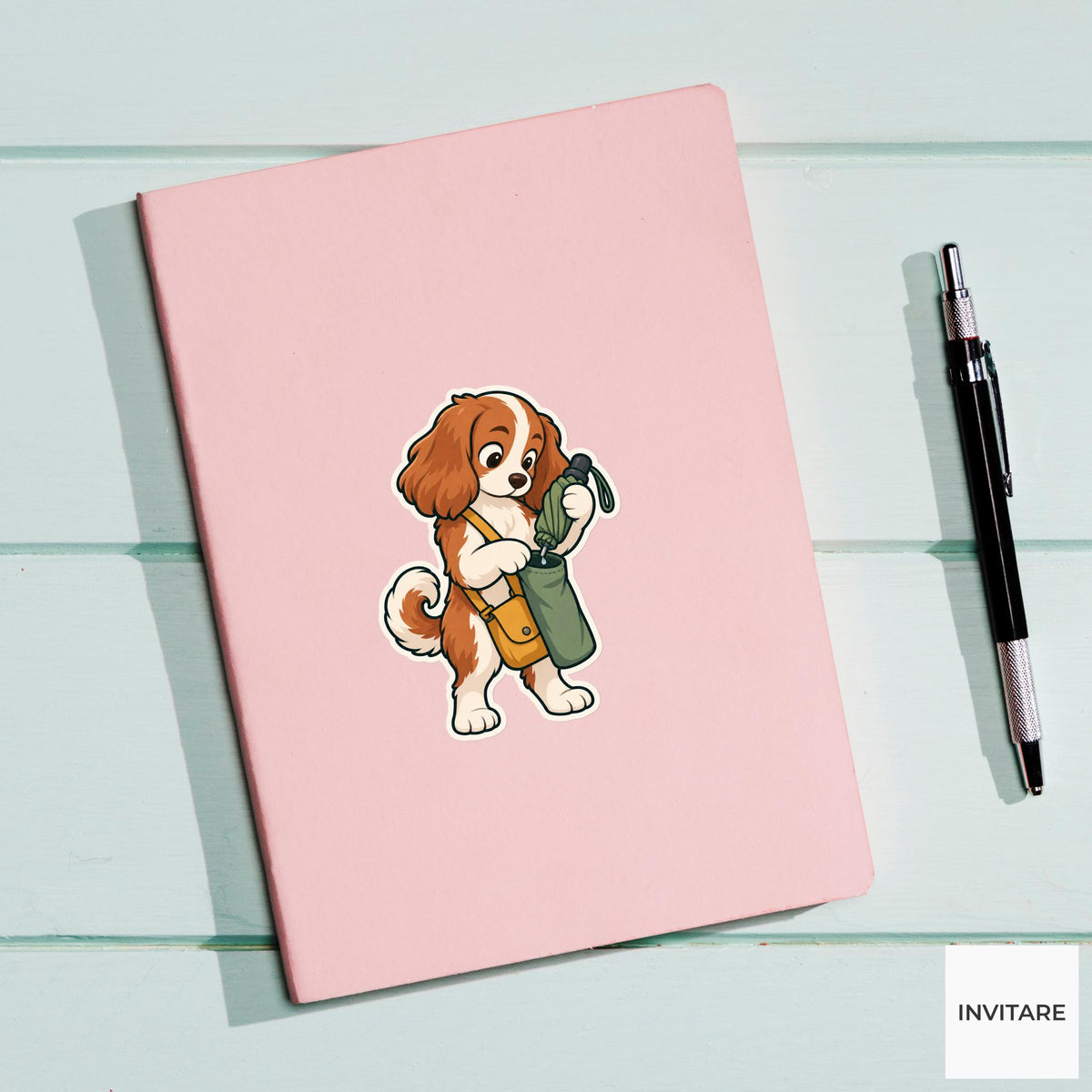 Dog Umbrella Drip Guard Sticker, Rail Commute Animal, Laptop Journal Planner Gift