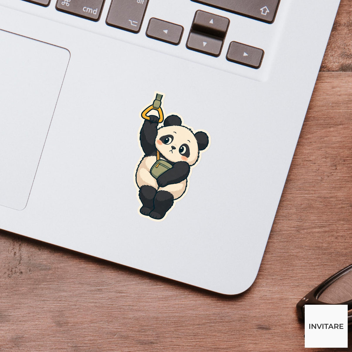 Panda Handle Sharing Etiquette Sticker, Rail Commute Animal, Laptop Journal Planner Gift