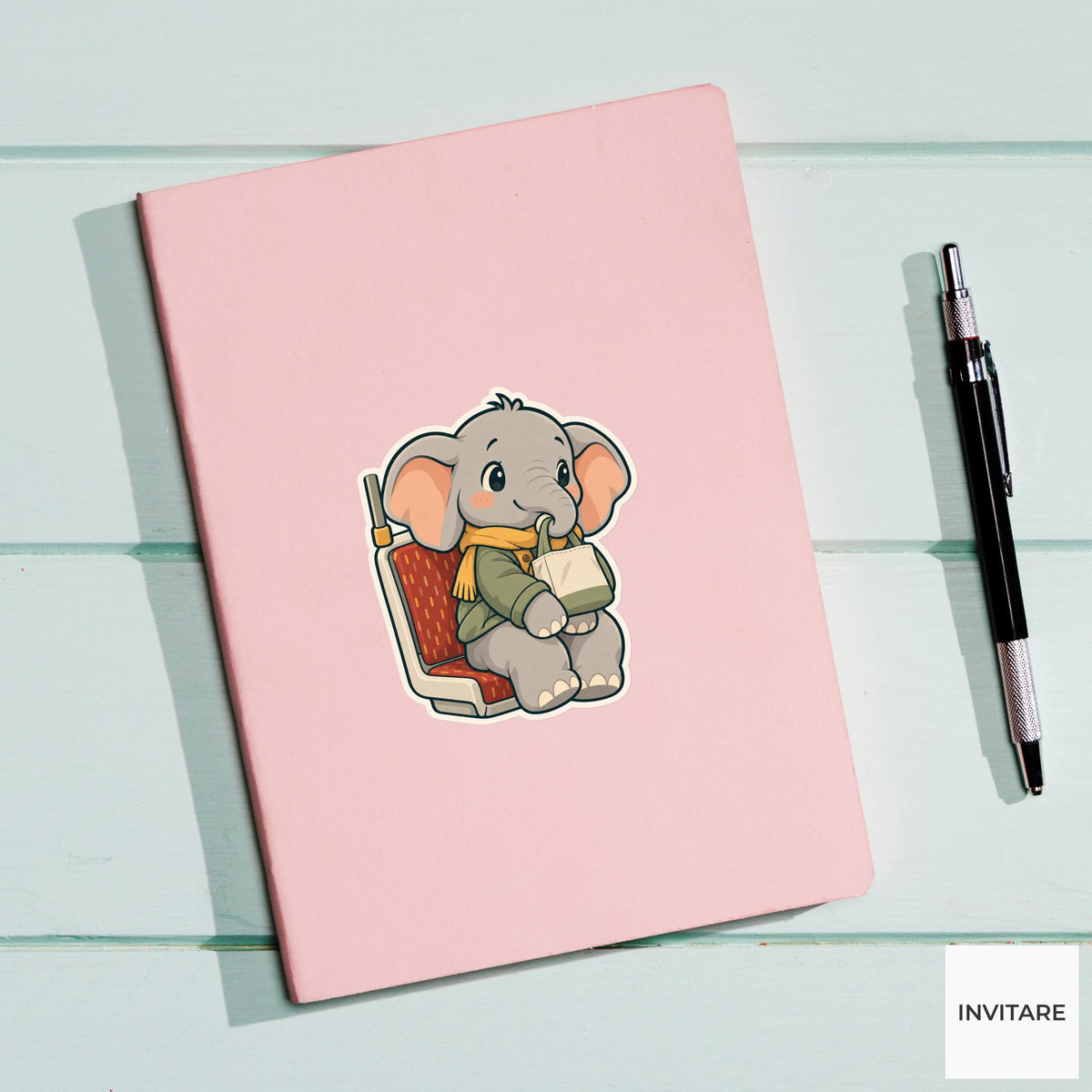 Elephant Trunk Bag Hook Sticker, Rail Commute Animal, Laptop Journal Planner Gift