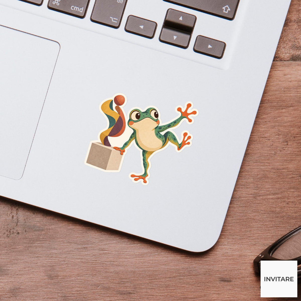 Frog Sculpture Pose Match Sticker, Museum Weekend Animal, Laptop Journal Planner Gift