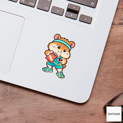Hamster Raisin Reserve Sticker, Cute Running Animal, Training Log and Laptop Art, Jogger Gift