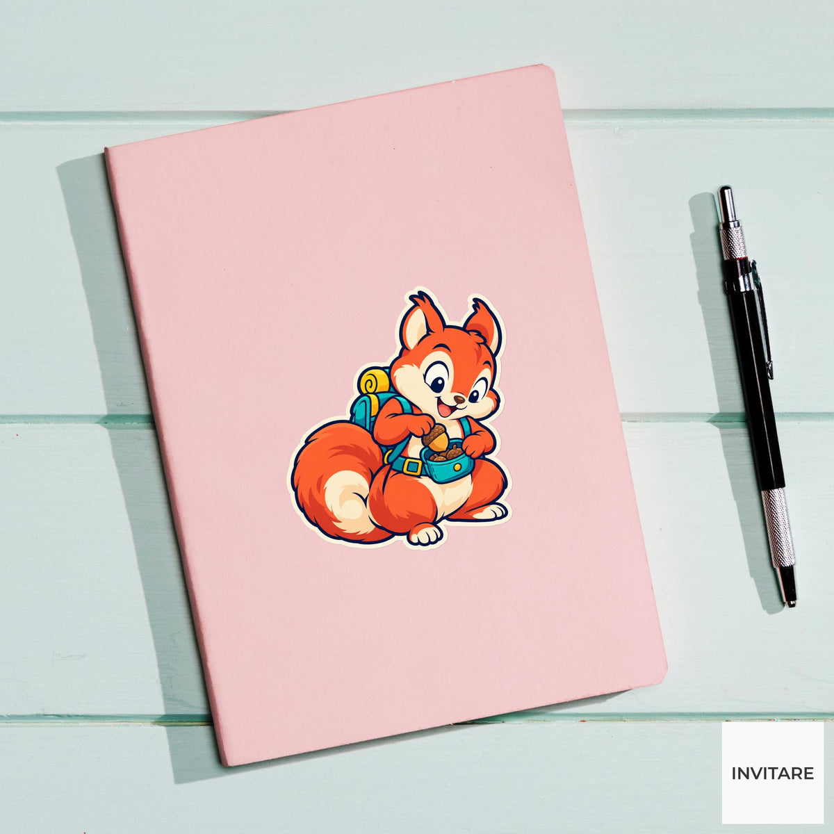 Squirrel Acorn Checkpoint Sticker, Cute Running Animal, Planner and Notebook Decor, Jogger Gift