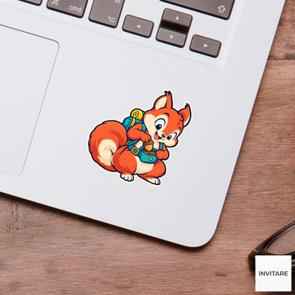 Squirrel Acorn Checkpoint Sticker, Cute Running Animal, Planner and Notebook Decor, Jogger Gift
