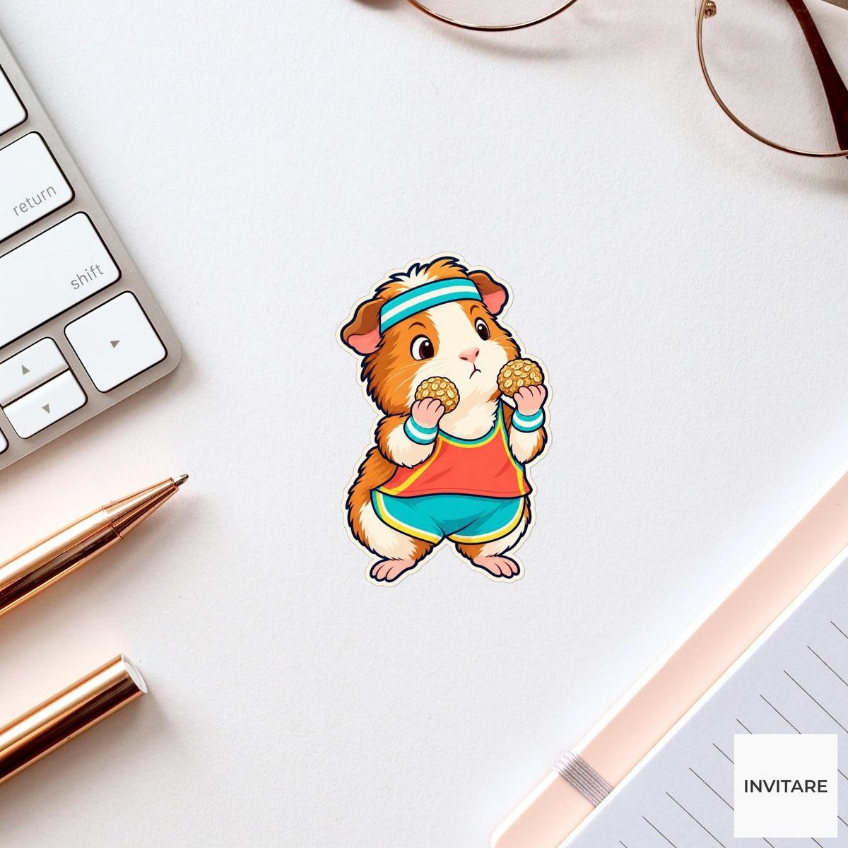Guinea Pig Fuel Decision Sticker, Cute Running Animal, Notebook and Stationery Art, Jogger Gift
