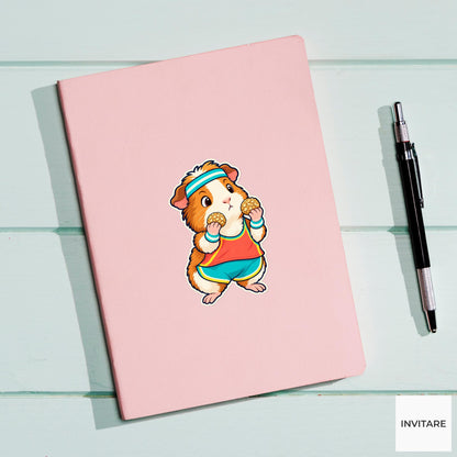 Guinea Pig Fuel Decision Sticker, Cute Running Animal, Notebook and Stationery Art, Jogger Gift