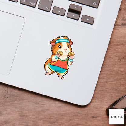 Guinea Pig Fuel Decision Sticker, Cute Running Animal, Notebook and Stationery Art, Jogger Gift
