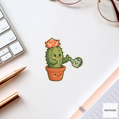 Cactus Water Boundary Sticker, Office Mood Plant, Planner and Notebook Decor, Coworker Gift
