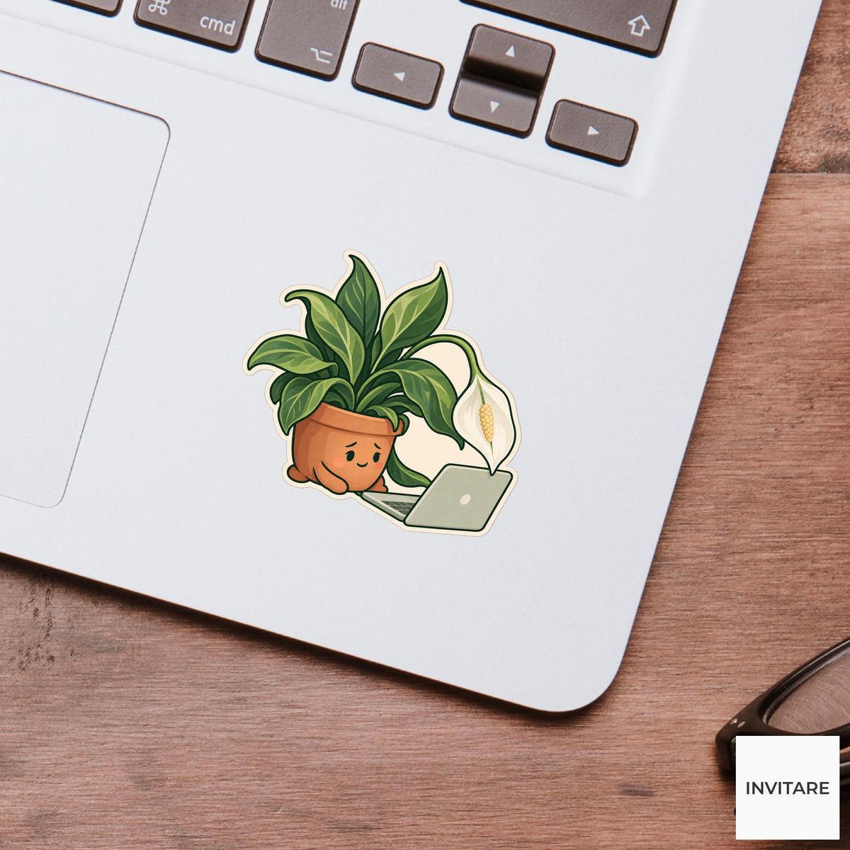 Peace Lily Quiet Request Sticker, Office Mood Plant, Laptop and Journal Decor, Coworker Gift
