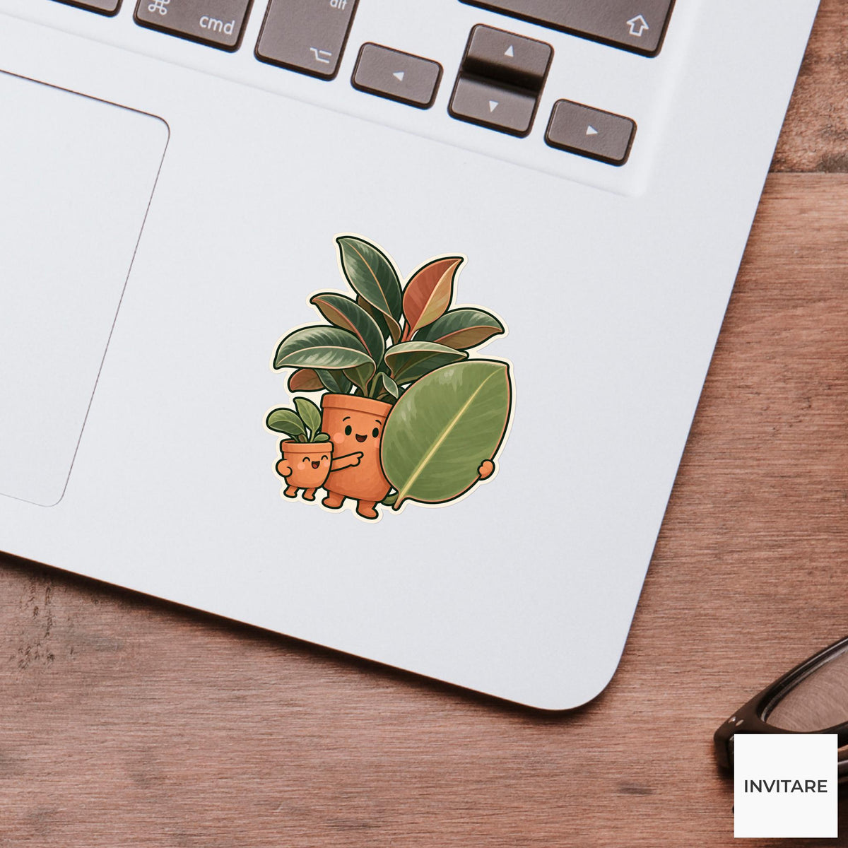 Rubber Plant Presentation Sticker, Office Mood Plant, Phone Case and Scrapbook Art, Coworker Gift
