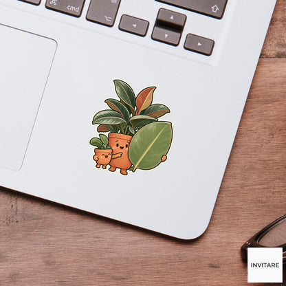 Rubber Plant Presentation Sticker, Office Mood Plant, Phone Case and Scrapbook Art, Coworker Gift