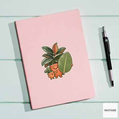 Rubber Plant Presentation Sticker, Office Mood Plant, Phone Case and Scrapbook Art, Coworker Gift