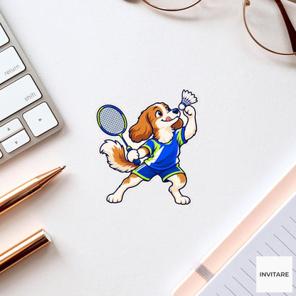 Dog Shuttle Temptation Sticker, Badminton Animal Art, Phone Case and Scrapbook Art, Club Friend Gift