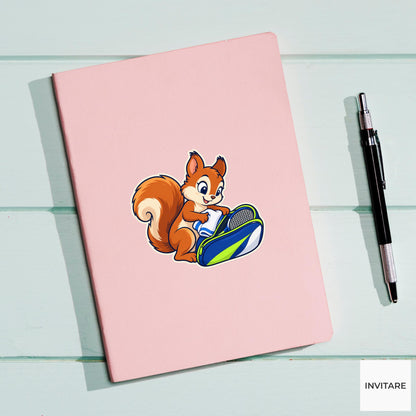 Squirrel Bag Tetris Sticker, Badminton Animal Art, Notebook and Stationery Art, Club Friend Gift