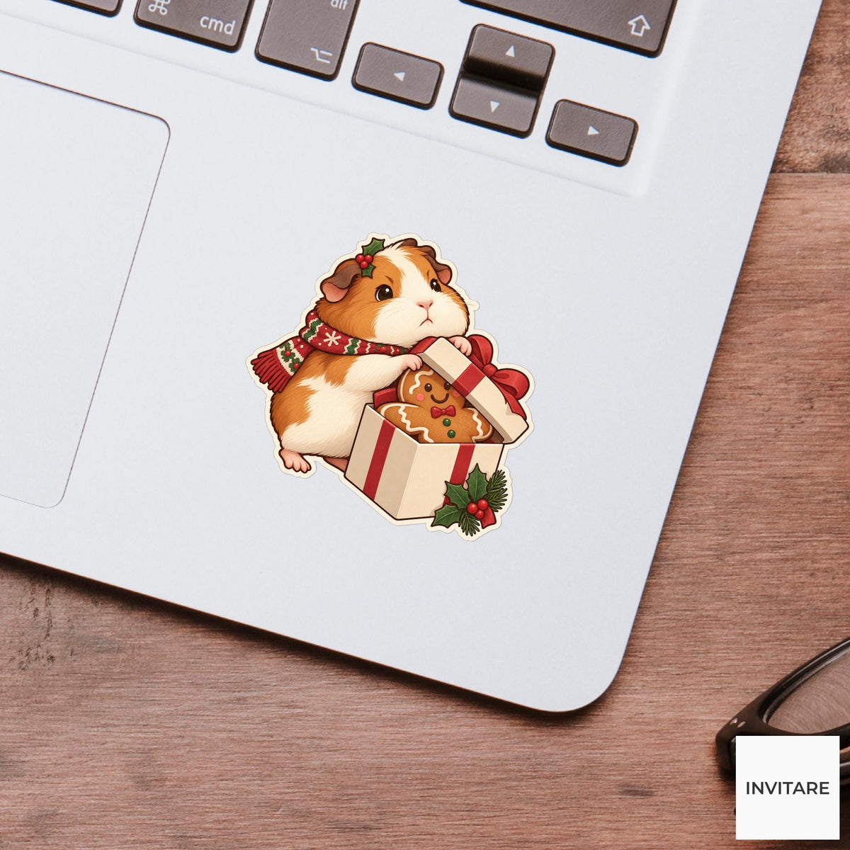 Guinea Pig Gift Box Test Sticker, Christmas Cookie Animal, Notebook and Stationery Art, Baking Gift