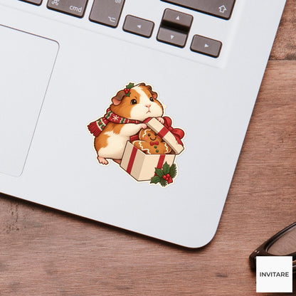 Guinea Pig Gift Box Test Sticker, Christmas Cookie Animal, Notebook and Stationery Art, Baking Gift