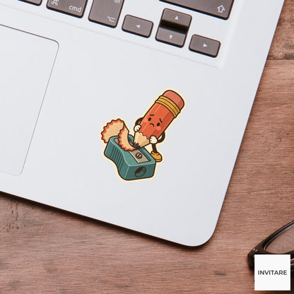 Pencil Haircut Panic Sticker, Retro Stationery Art, Journal and Pencil Case Decor, Paper Lover Gift