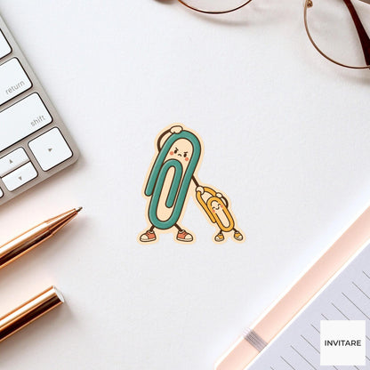 Paper Clip Stretch Club Sticker, Retro Stationery Art, Writing Desk and Scrapbook Art, Paper Lover Gift